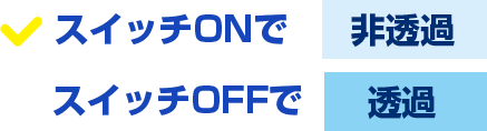 スイッチONで【透過】スイッチOFFで【非透過】